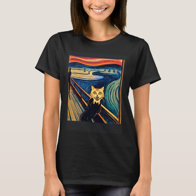 T-shirt Impressionistic Cat Screaming Impressionism Cats P (Devant)