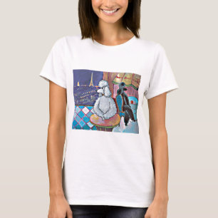 T-shirt Impressionniste Art Poodles Paris Café Tee - shir