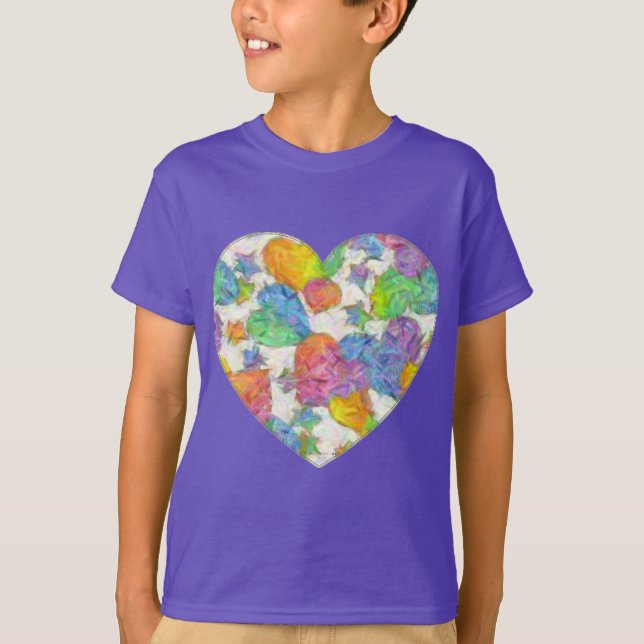 T-shirt Impressionniste Pastel Valentine Hearts (Devant)
