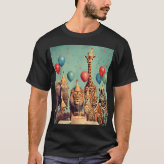 T-shirt Impressions d'art d'animaux de zoo amusants Safari