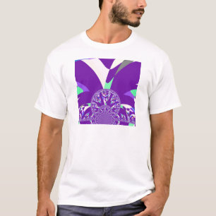 T-shirt Imprimante d'art bleu rétro Cyan Kaleidoscope