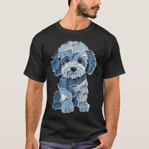 T-shirt Imprimé animal de chien drôle rétro en denim patch