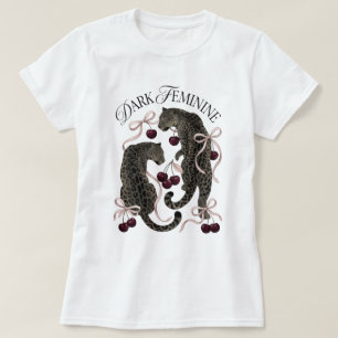 T-Shirt Imprimé Cheetah et Rubans Féminins Sombres