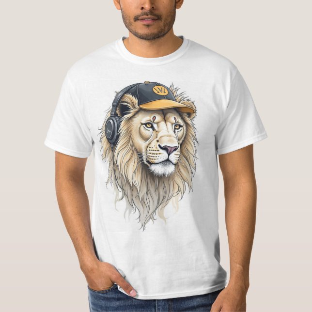 T-Shirt Imprimé Face De Lion Majestueux - Ha Cou R (Devant)