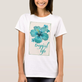 T-shirt imprimé frangipanier bleu tropical