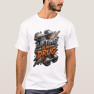 T-shirt Imprimé Gris Ludique LEVAGE EST MA DROGUE