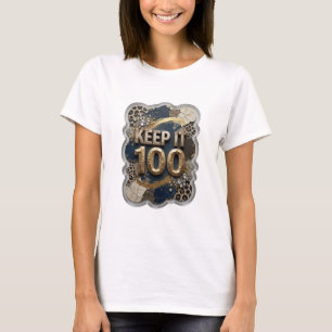 T-shirt Imprimé KEEP IT 100 Or Élégant