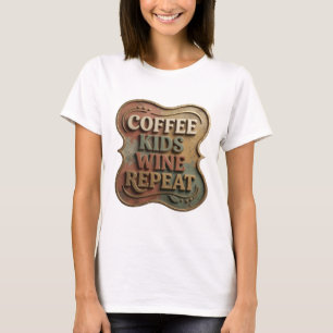 T-shirt Imprimé Or Élégant ENFANTS CAFÉ VIN RÉPÉTER