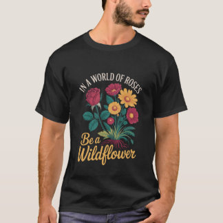 T-shirt In a World of Roses Be a Wildflower Inspirational 