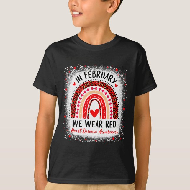 T-shirt In February We Wear Red Heart Disease Awareness Ra (Devant)