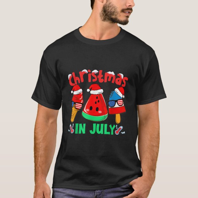 T-shirt In July Watermelon Ice Pops Santa (Devant)