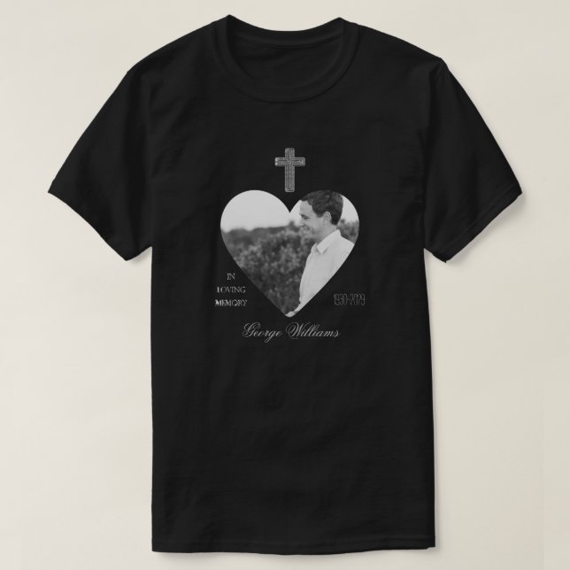 T-shirt In Love Mémoire Croix forme coeur (Design devant)