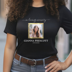 T-shirt In Love Memory Black & Gold Photo Funeral