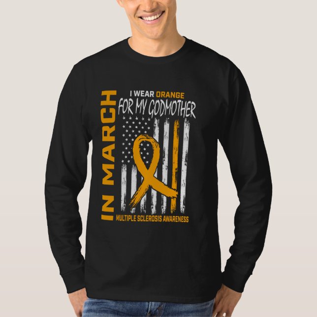 T-shirt In March We Wear Orange Godmother Multiple Scleros (Devant)