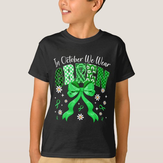 T-shirt In October We Wear Green For Dwarfism Awareness Gi (Devant)