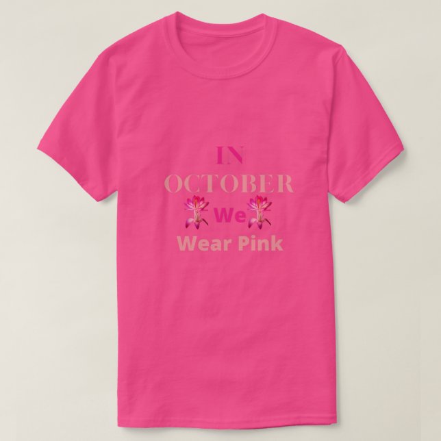 T-shirt In October We Wear Pink Sugar Skull Breast Cancer  (Design devant)