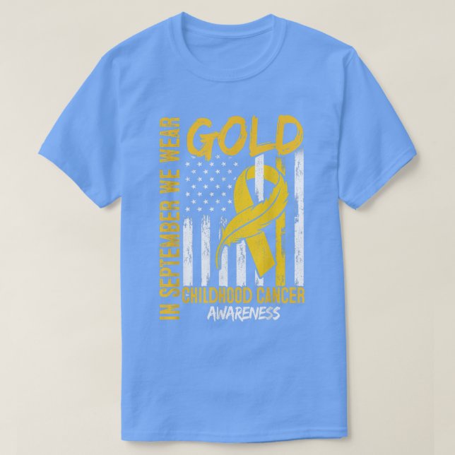 T-shirt In September We Wear Gold Flag Ribbon Childhood Ca (Design devant)