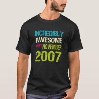 T-shirt Incroyable Depuis Novembre 2007 Anniversaire