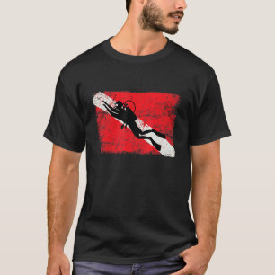 T-shirt Incroyable Plongeur Vers le Bas Drapeau de Plongée