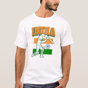T-shirt Inde Cricket avec Drapeau Indien cadeau