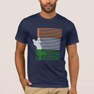 T-shirt Inde Cricket avec lignes drapeau indien Stroke Cad