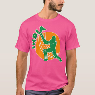 T-shirt Inde Cricket Drapeau Indien Couleurs joueur de cri