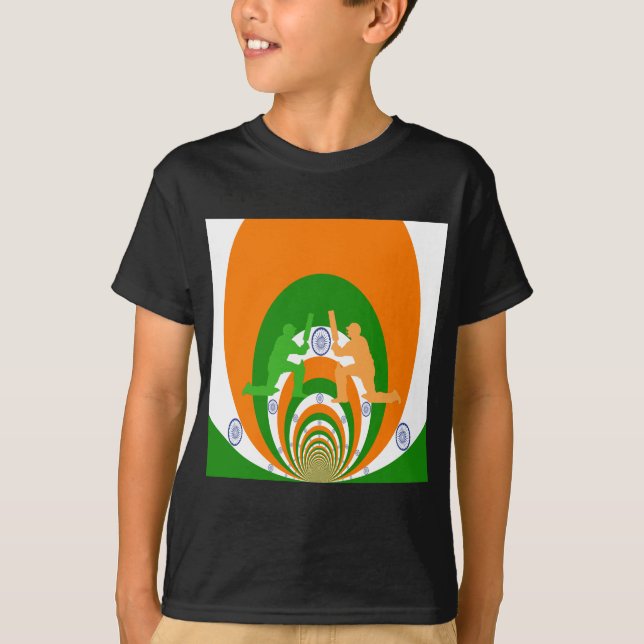 T-shirt Inde Cricket Spirit Design abstrait (Devant)