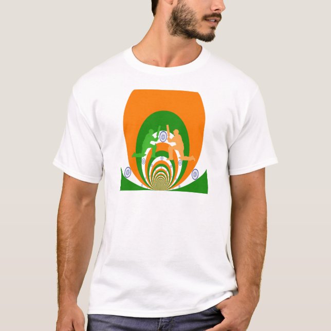 T-shirt Inde Cricket Spirit Design abstrait (Devant)