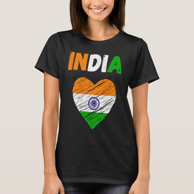T-shirt Inde Drapeau Holiday Inde Heart Drapeau Indien (Devant)