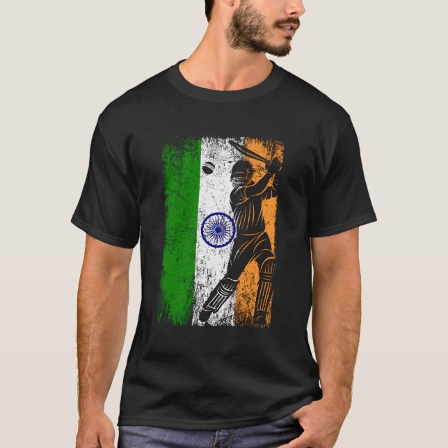 T-shirt Inde Drapeau Indien Cricket Jersey Joueur de drape (Devant)