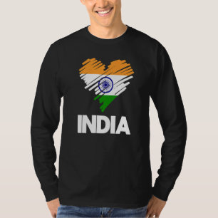 T-shirt Inde Fier Jour du Drapeau Hindi Indian Heart Love