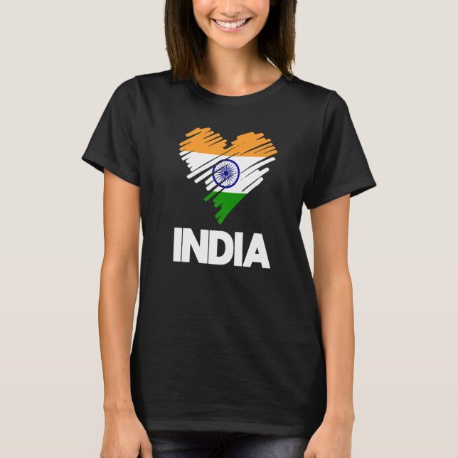 T-shirt Inde Fier Jour du Drapeau Hindi Indian Heart Love  (Devant)