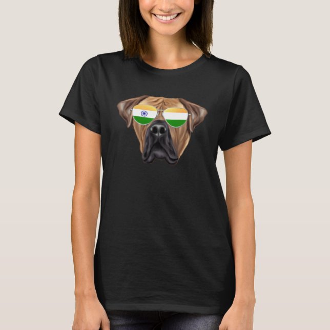 T-shirt India Flag Boerboel Dog India Pocket (Devant)