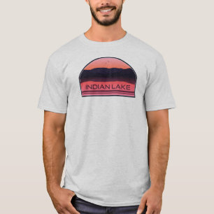 T-shirt Indian Lake New York Lever du Soleil Rouge
