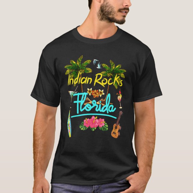 T-shirt Indian Rocks Florida Beach Summer Palm Sun Set Pal (Devant)