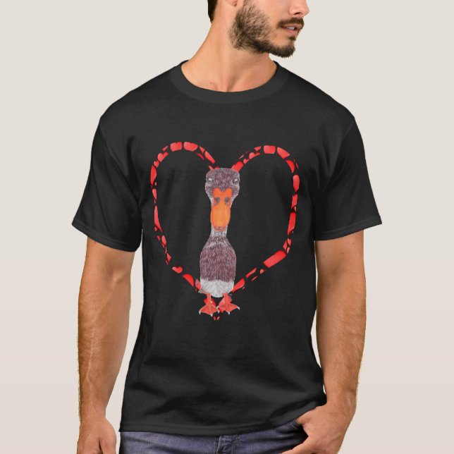 T-SHIRT INDIAN RUNNER DUCK HEART (Devant)