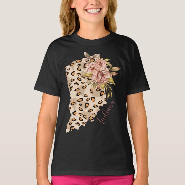 T-shirt Indiana Leopard Pattern Map Leo State Of Indiana (Devant)