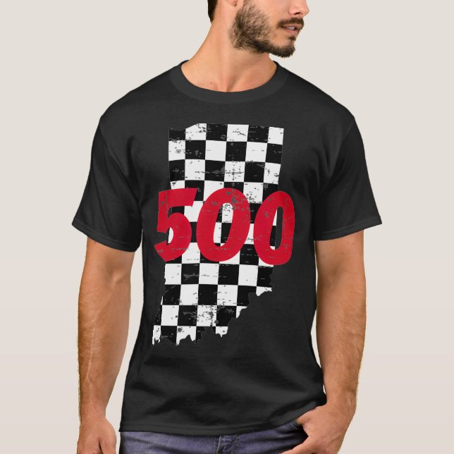 T-shirt Indianapolis  Indiana State 500 Race Car Distresse (Devant)