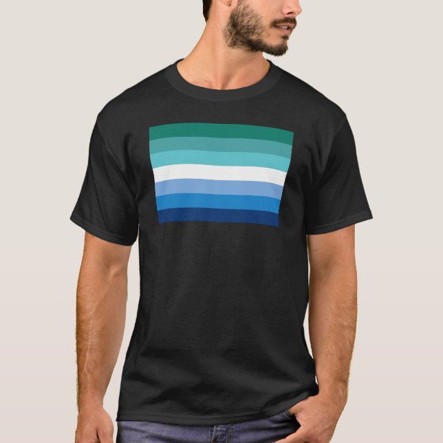T-shirt Indicateur de la fierté gay masculine (Azure) (Devant)