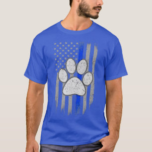 T-shirt Indicateur de ligne bleue mince K9 Paw