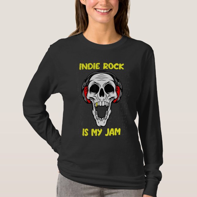 T-shirt Indie Rock Is My Jam - Crâne Et Casques (Devant)