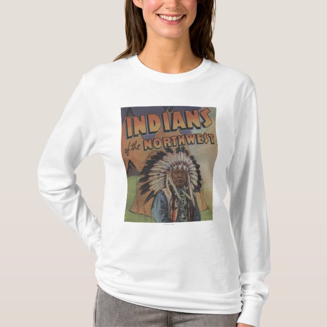 T-shirt Indiens du nord-ouest - chef indien et Teepee (Devant)