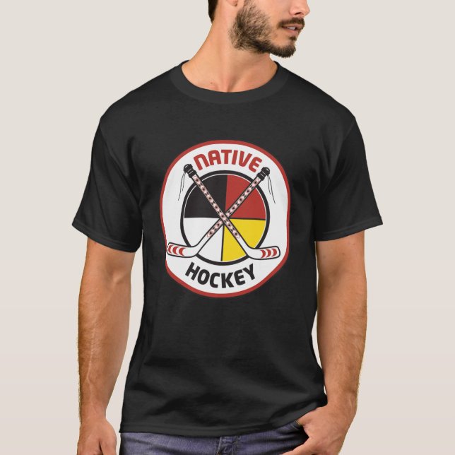 T-shirt indigène de noir d'hockey (Devant)