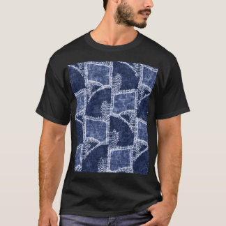 T-shirt Indigo Patchwork : Texturé Checked Elegance