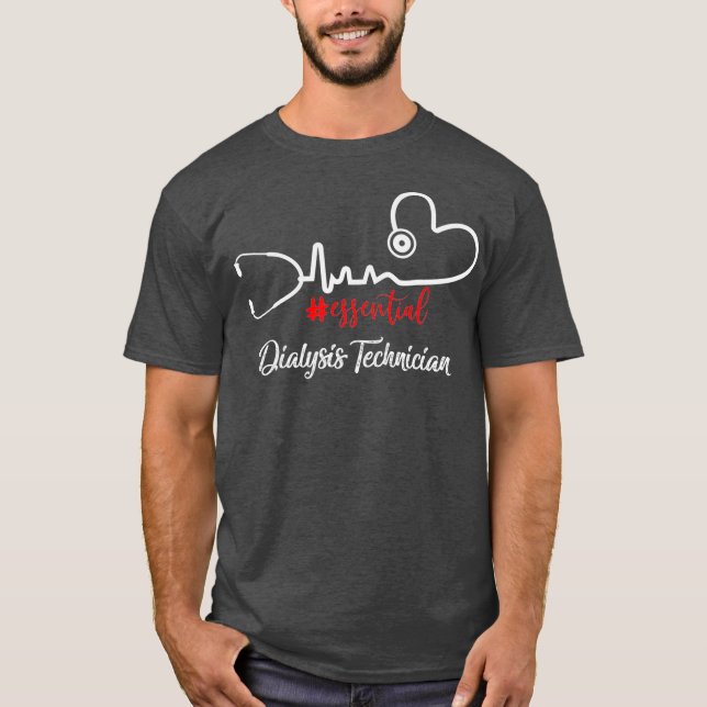 T-shirt Indispensable Dialyse Technicien Cadeau Heartbeat  (Devant)