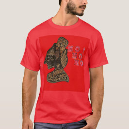 T-shirt Indonesi Shadow Puppet Hohoho Design sur toile rou