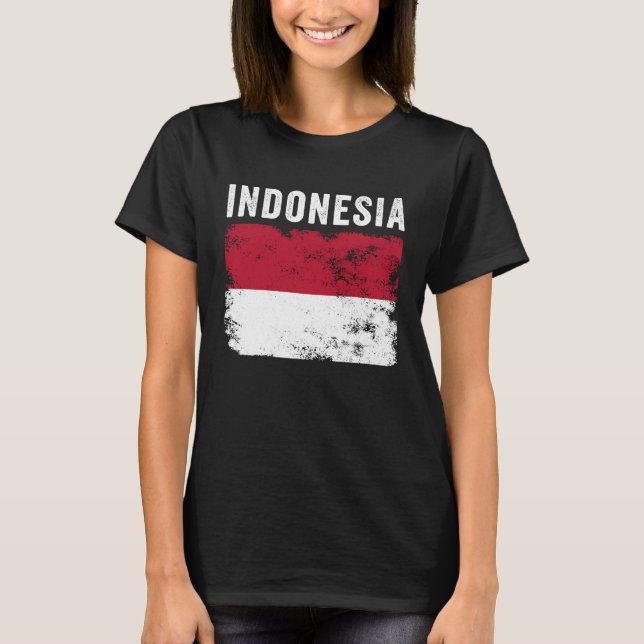 T-shirt Indonésie Drapeau Hommes en détresse Femmes Enfant (Devant)