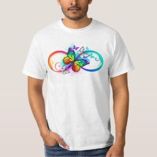 T-shirt Infini lumineux avec papillon arc-en-ciel