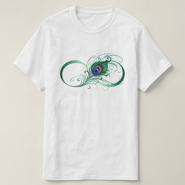 T-shirt Infinity Symbol with Peacock Feather (Design devant)