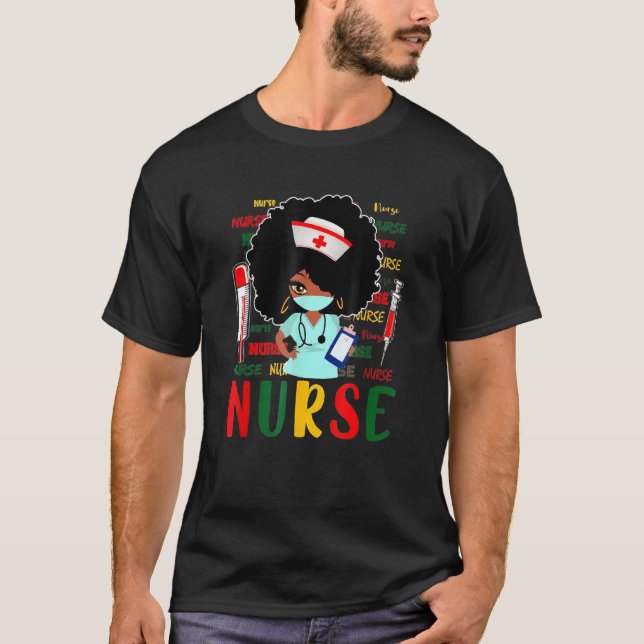 T-shirt Infirmière afro-américaine Noire Histoire Mois Fie (Devant)